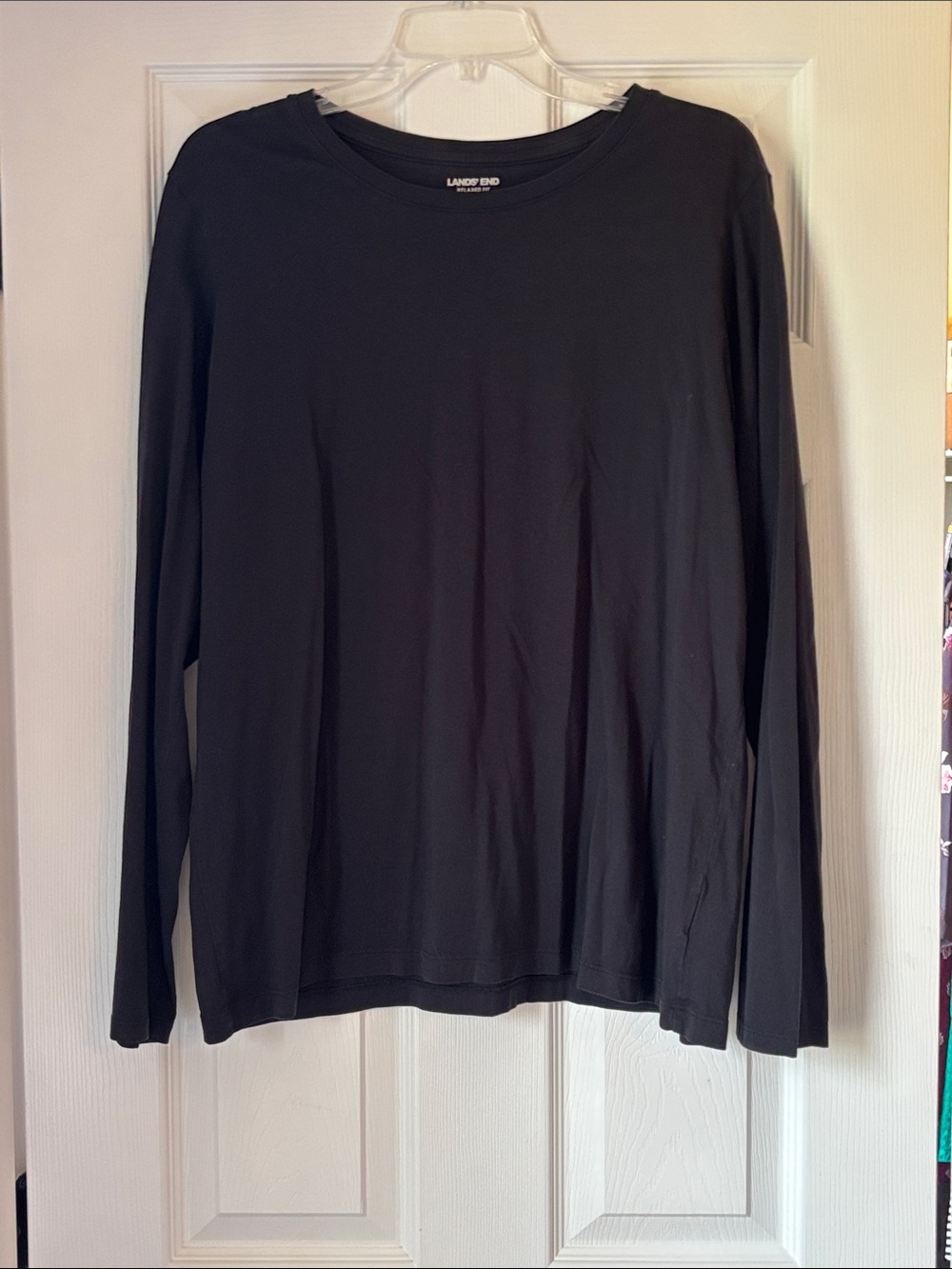Lands' End Black Long-Sleeve Crewneck Tee 100% cotton